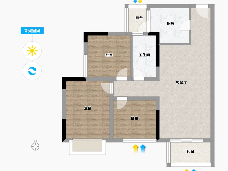 四川省-宜宾市-华泓·凤凰别院-70.40-户型库-采光通风