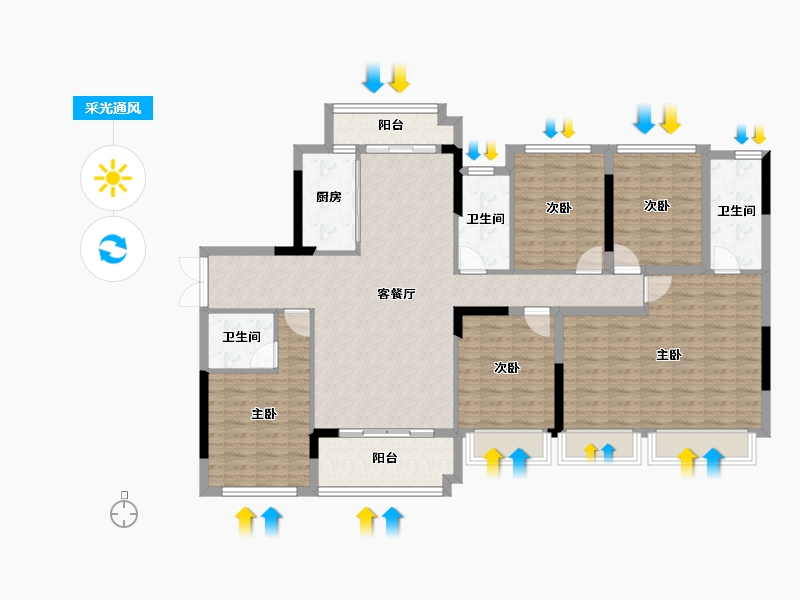 广西壮族自治区-贵港市-西山泉十里江湾-135.59-户型库-采光通风