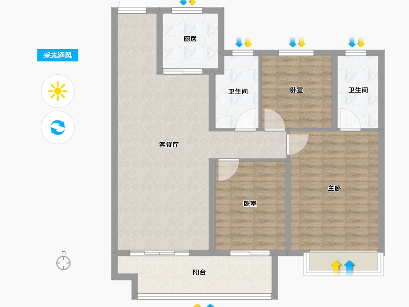 河南省-商丘市-建业神火·新筑-103.20-户型库-采光通风