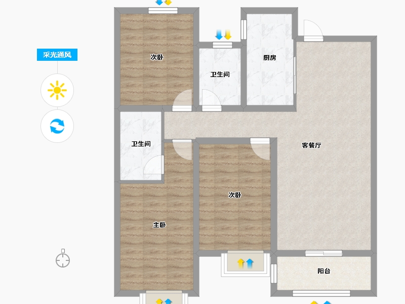 河北省-衡水市-港湾家园-96.51-户型库-采光通风