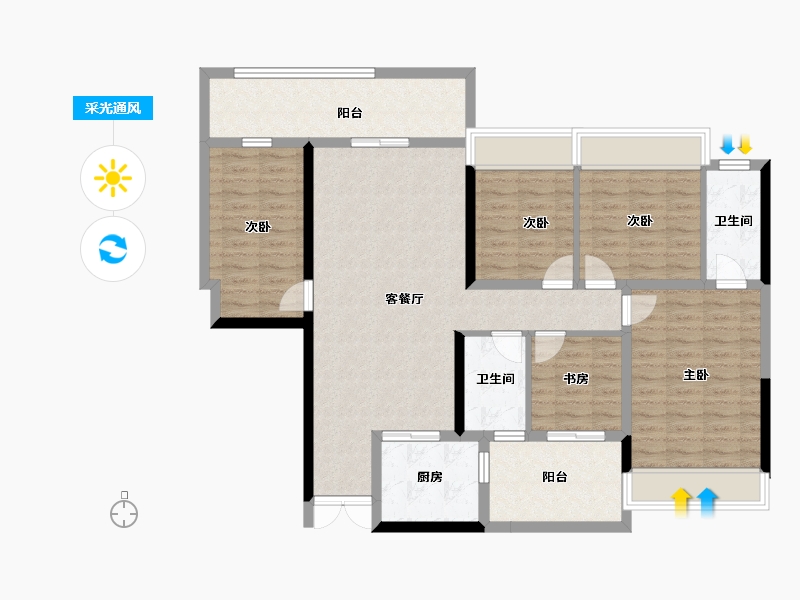 广西壮族自治区-河池市-宝能国宾府-118.06-户型库-采光通风