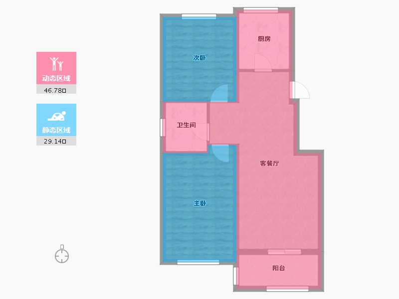 辽宁省-葫芦岛市-天顺红海湾二期-67.96-户型库-动静分区