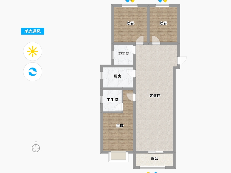 河北省-衡水市-港湾家园-92.00-户型库-采光通风