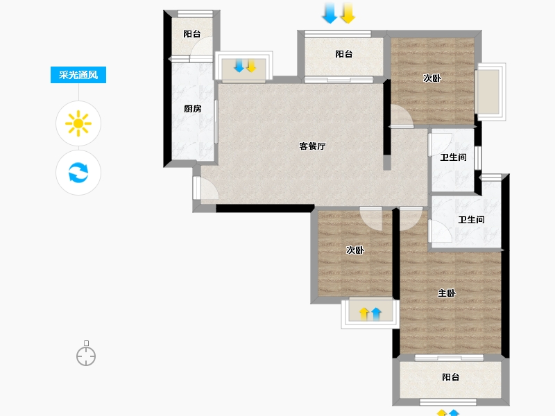 福建省-福州市-中铁城江督府-82.16-户型库-采光通风