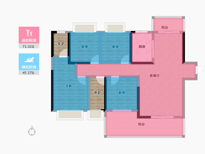 湖南省-邵阳市-壹号名邸-110.70-户型库-动静分区