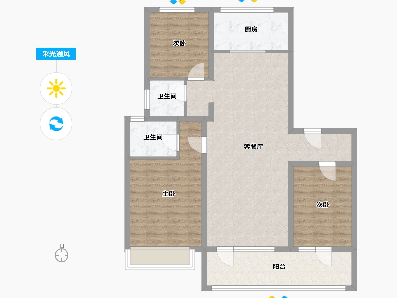 山东省-济宁市-九巨龙青年城3期·华锦苑-98.26-户型库-采光通风