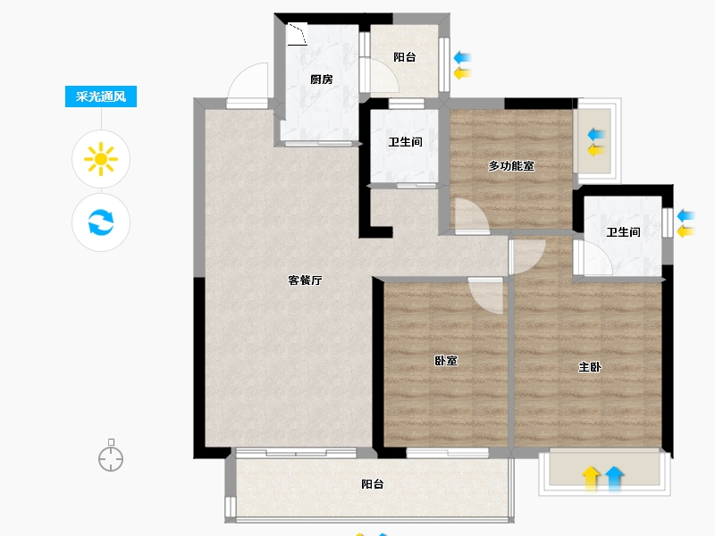 广西壮族自治区-崇左市-崇左碧桂园公园上城-85.18-户型库-采光通风