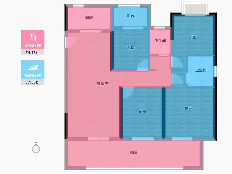 湖南省-株洲市-绿地21城三期-104.40-户型库-动静分区