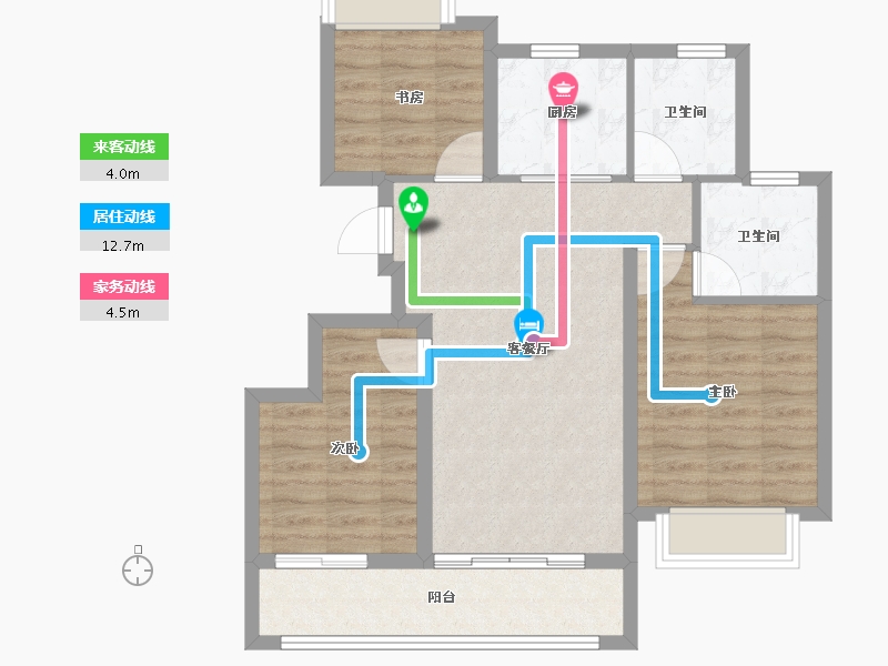 浙江省-衢州市-天阳融信·澜岸铭邸-76.80-户型库-动静线