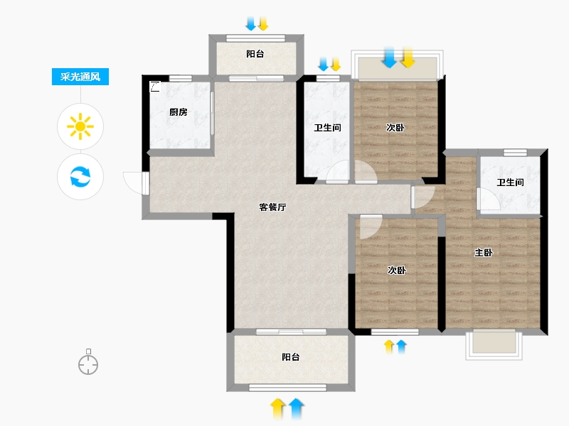 湖南省-株洲市-顺凯公馆-100.00-户型库-采光通风