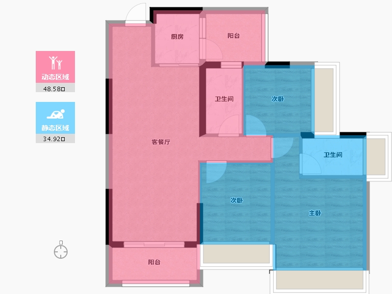 广东省-清远市-金丰壹方城-74.56-户型库-动静分区