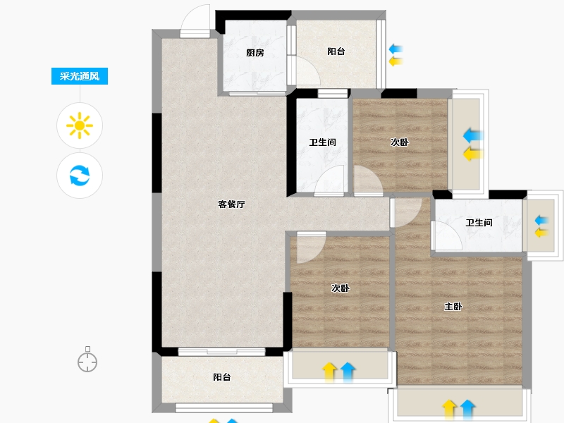 广东省-清远市-金丰壹方城-74.56-户型库-采光通风