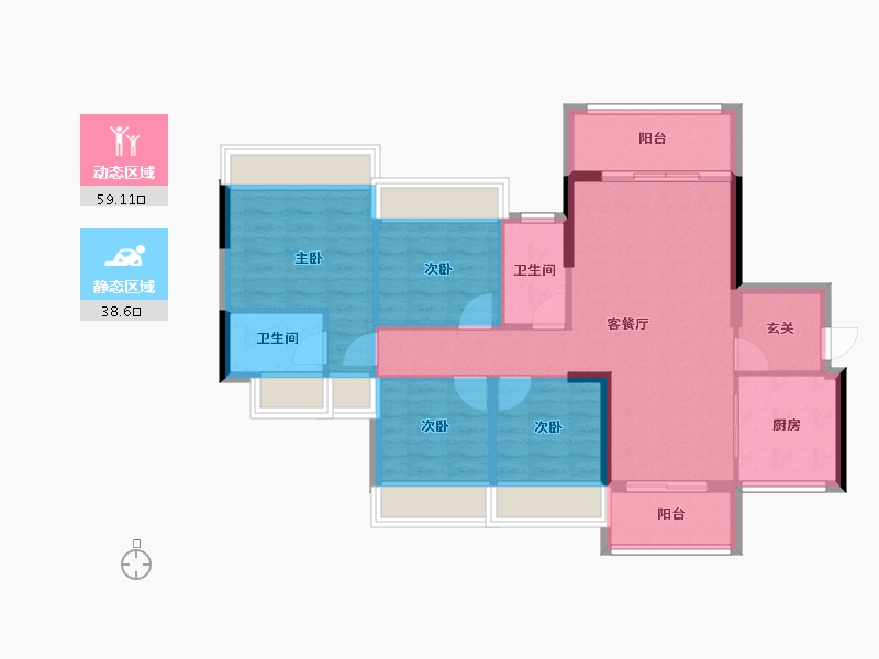 广东省-清远市-金丰壹方城-87.59-户型库-动静分区