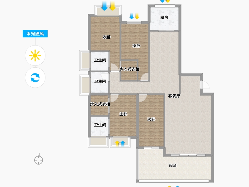 广东省-汕头市-海璟天翡-137.60-户型库-采光通风