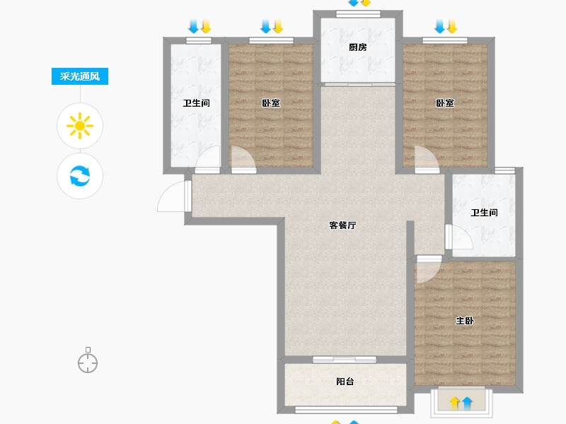 河南省-濮阳市-诚城·幸福里-108.00-户型库-采光通风