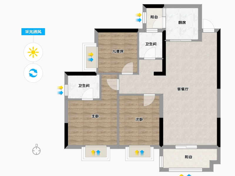 湖南省-株洲市-海源又一城-82.45-户型库-采光通风