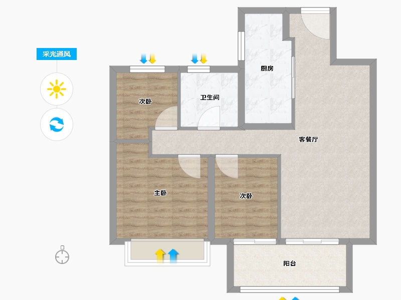 江苏省-徐州市-银城致享城-77.60-户型库-采光通风