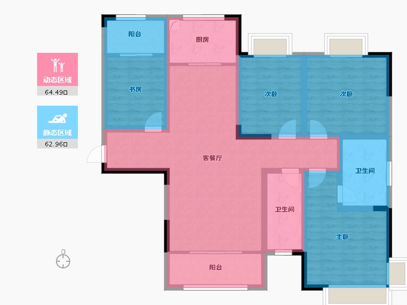 湖南省-湘潭市-九华世纪城第二=期-112.87-户型库-动静分区