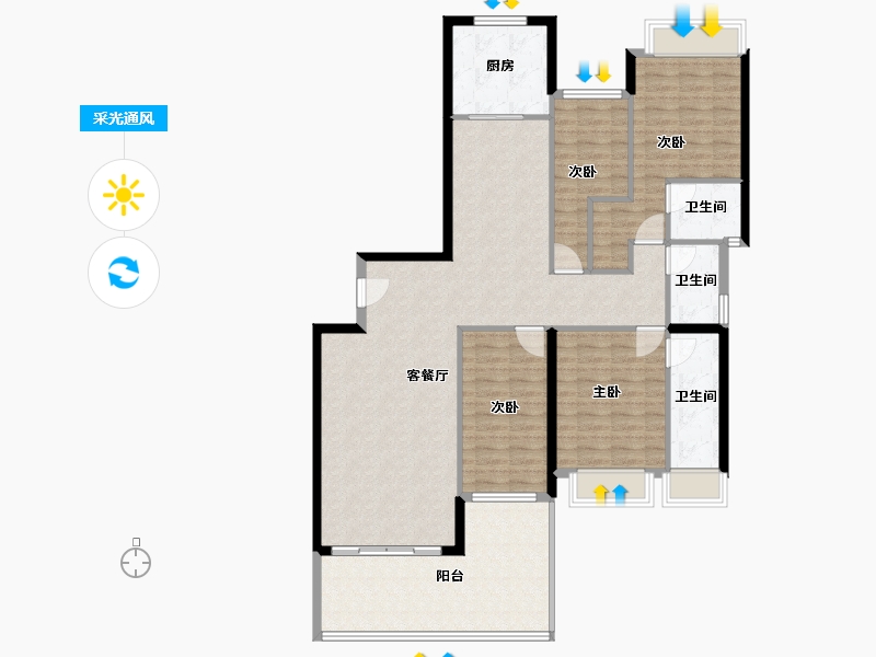 广东省-汕头市-海璟天翡-136.90-户型库-采光通风