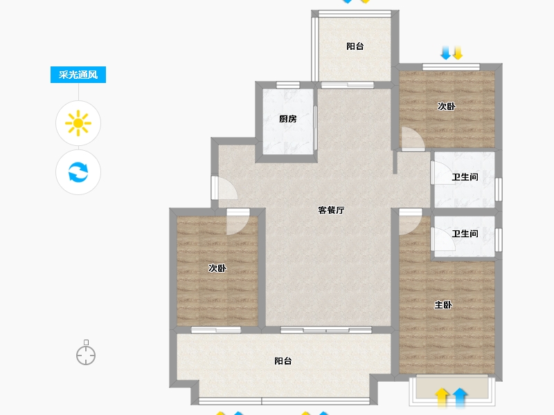 河南省-濮阳市-向荣·翡翠城-102.08-户型库-采光通风