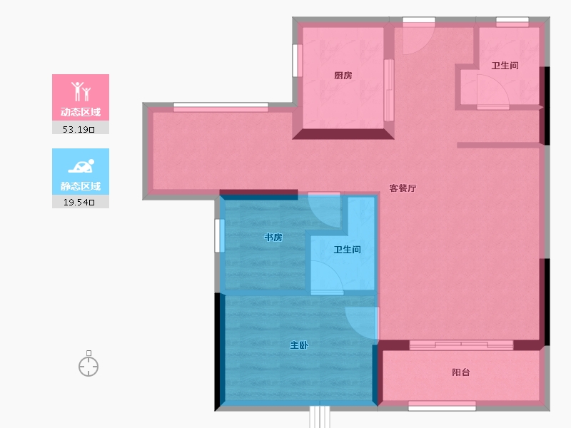 福建省-福州市-福州碧桂园铂玥府-64.60-户型库-动静分区