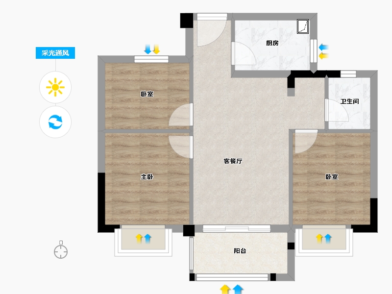 福建省-宁德市-福州湖滨府-60.00-户型库-采光通风