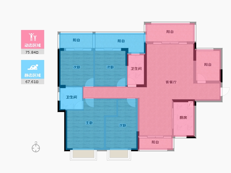 湖南省-郴州市-皇廷凤凰城-128.81-户型库-动静分区