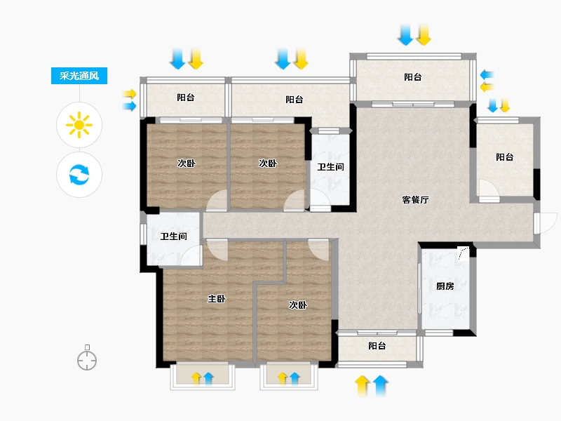 湖南省-郴州市-皇廷凤凰城-128.81-户型库-采光通风