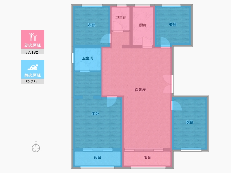 山东省-济宁市-九巨龙青年城3期·华锦苑-106.81-户型库-动静分区