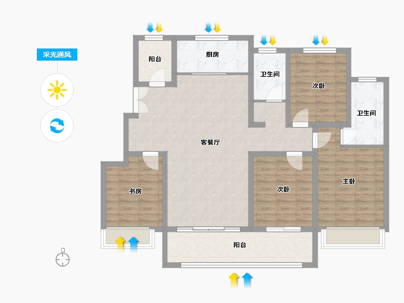 河南省-濮阳市-崛起翎云府-114.47-户型库-采光通风