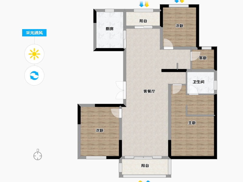 山东省-济南市-中铁逸都国际阅山-120.00-户型库-采光通风