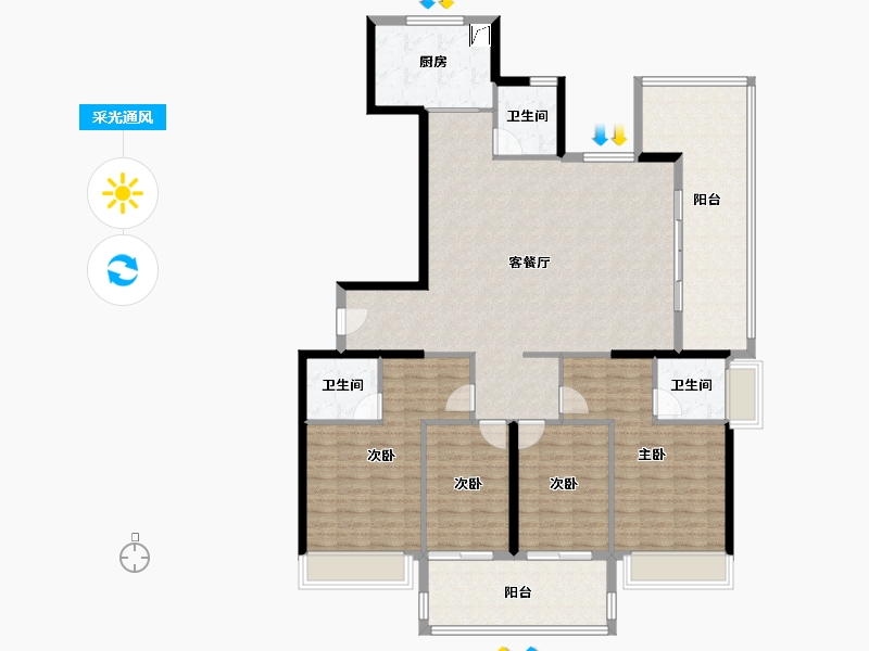 广东省-汕头市-海璟天翡-151.21-户型库-采光通风