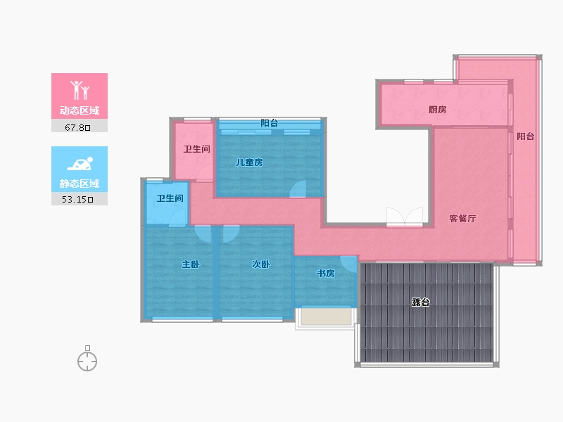 浙江省-衢州市-蓝城·春风江山-133.60-户型库-动静分区