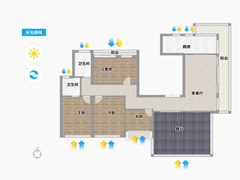 浙江省-衢州市-蓝城·春风江山-133.60-户型库-采光通风