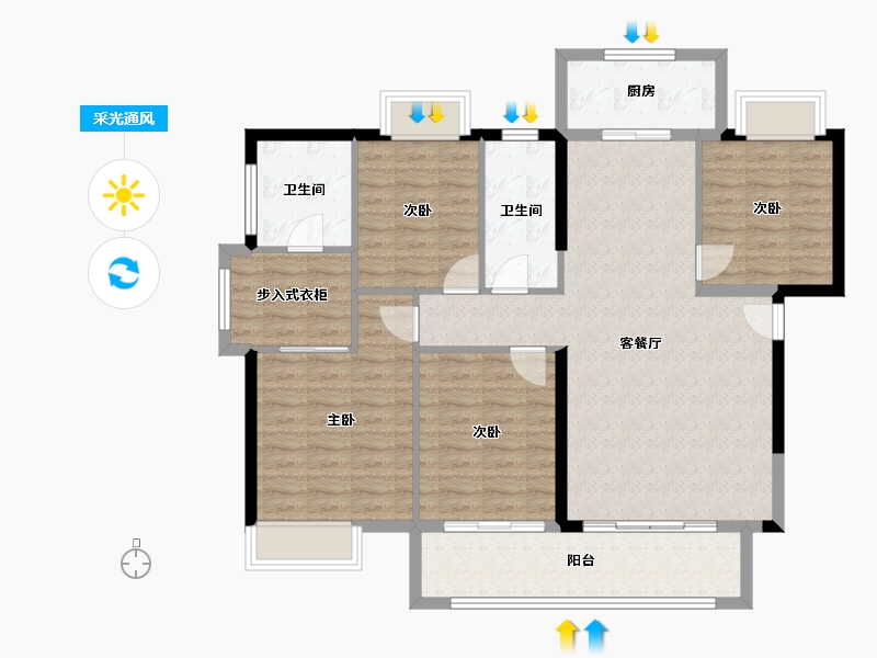 福建省-福州市-中发印象外滩-111.76-户型库-采光通风