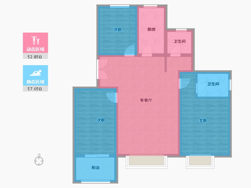 山东省-济宁市-九巨龙青年城3期·华锦苑-98.42-户型库-动静分区