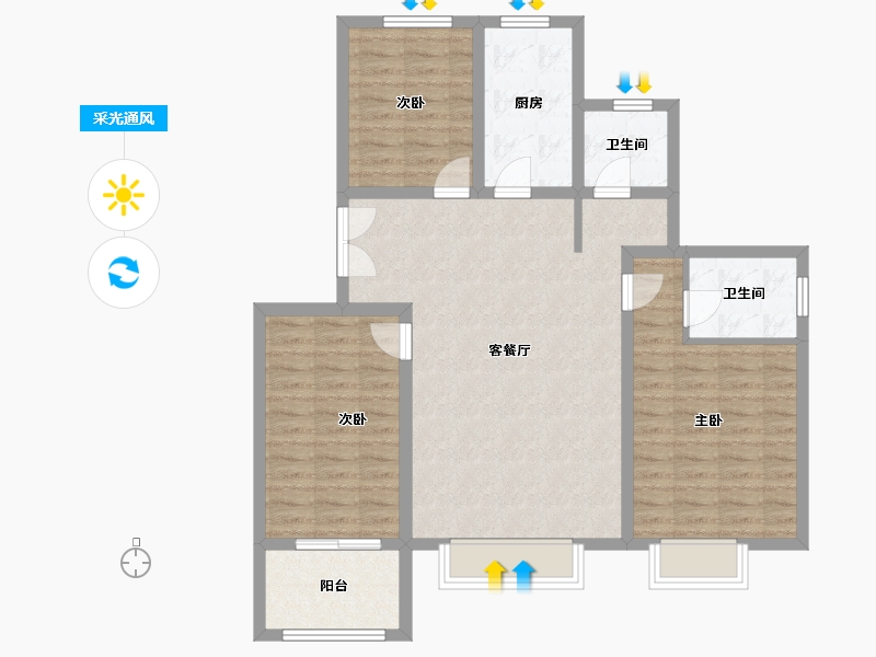 山东省-济宁市-九巨龙青年城3期·华锦苑-98.42-户型库-采光通风