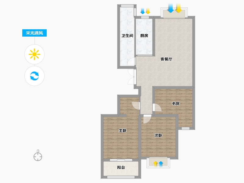 江苏省-徐州市-汇景·国际-95.00-户型库-采光通风