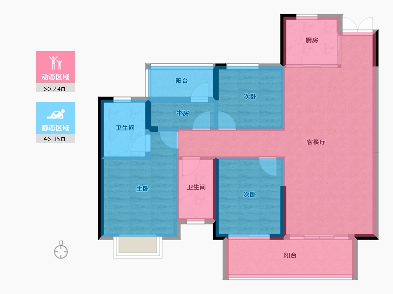 湖南省-邵阳市-邵阳湾田·望江府-96.36-户型库-动静分区