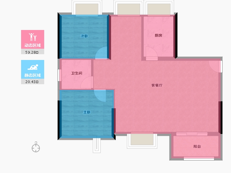 福建省-福州市-福州碧桂园铂玥府-72.37-户型库-动静分区