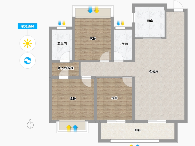 江苏省-宿迁市-华鸿珑璟园-99.20-户型库-采光通风