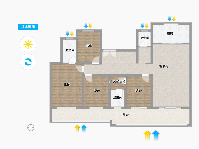 河南省-濮阳市-崛起翎云府-141.38-户型库-采光通风