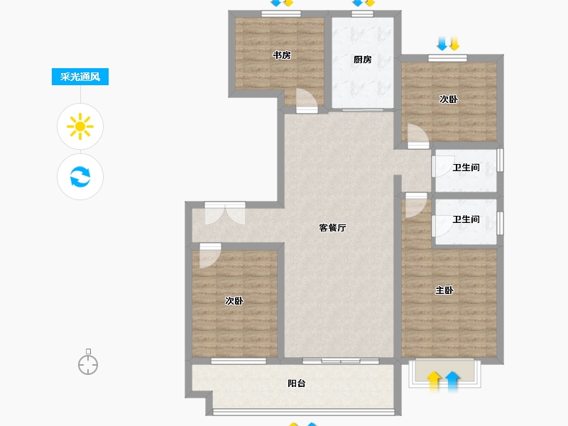 河南省-濮阳市-汇丰胜东花园2期-116.32-户型库-采光通风