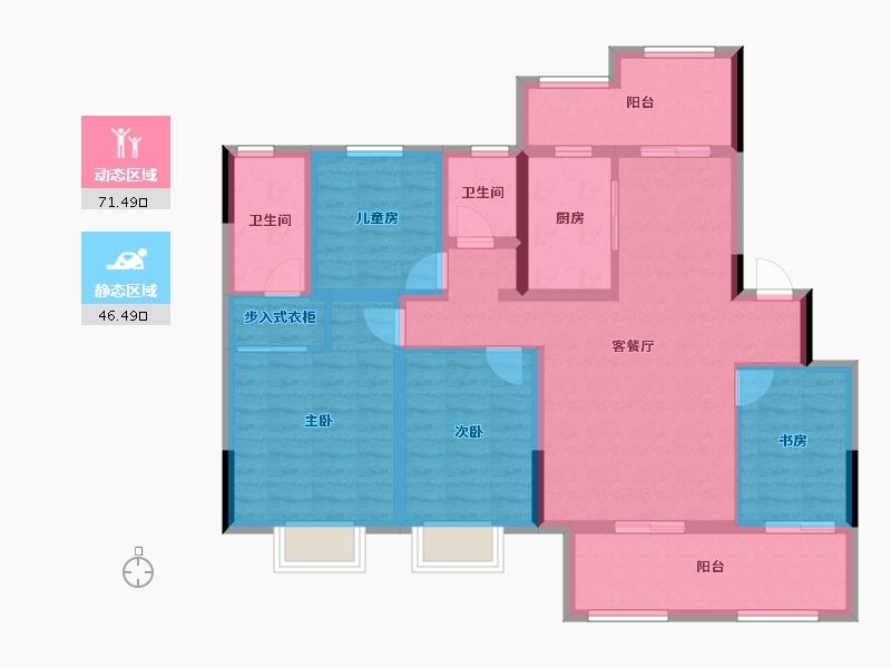 湖南省-株洲市-绿地21城三期-104.49-户型库-动静分区