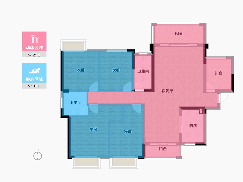 湖南省-郴州市-皇廷凤凰城-116.41-户型库-动静分区