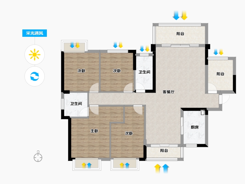 湖南省-郴州市-皇廷凤凰城-116.41-户型库-采光通风