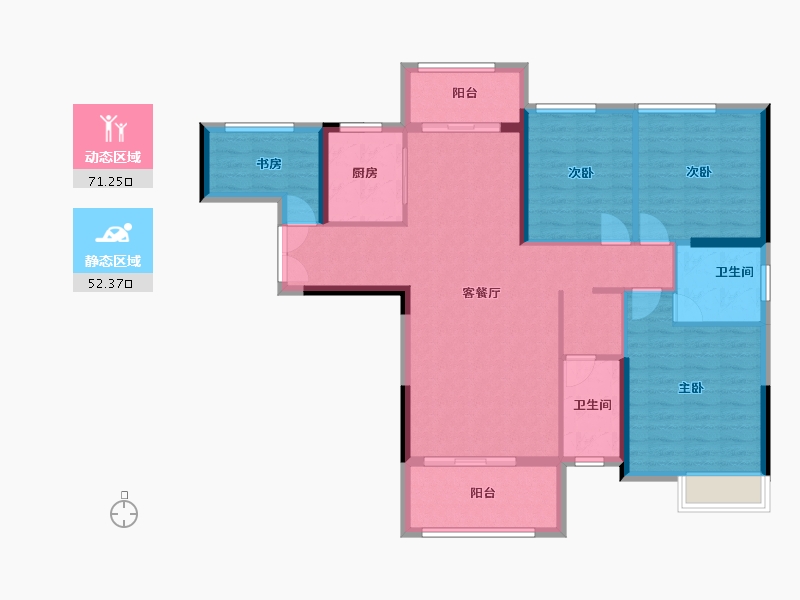 湖南省-邵阳市-南山美郡-111.66-户型库-动静分区