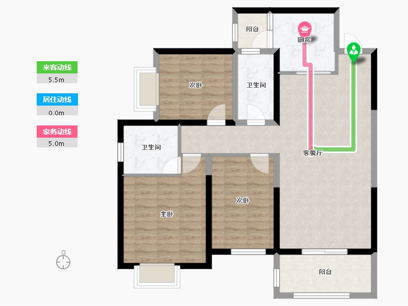 湖南省-湘潭市-金侨印象湘江-95.70-户型库-动静线