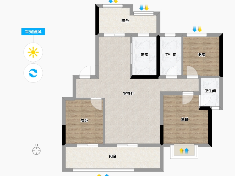 湖南省-株洲市-绿地21城三期-88.22-户型库-采光通风