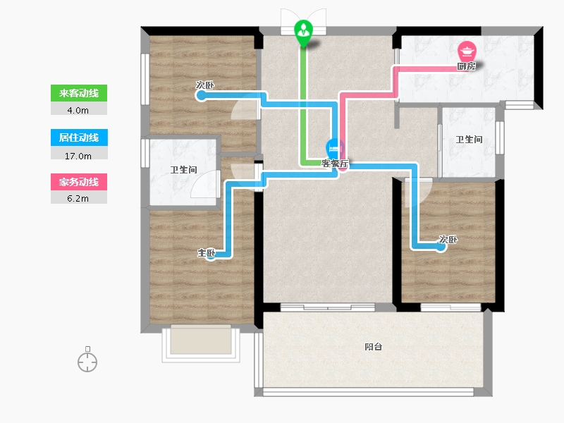 湖南省-邵阳市-邵阳湾田·望江府-88.90-户型库-动静线